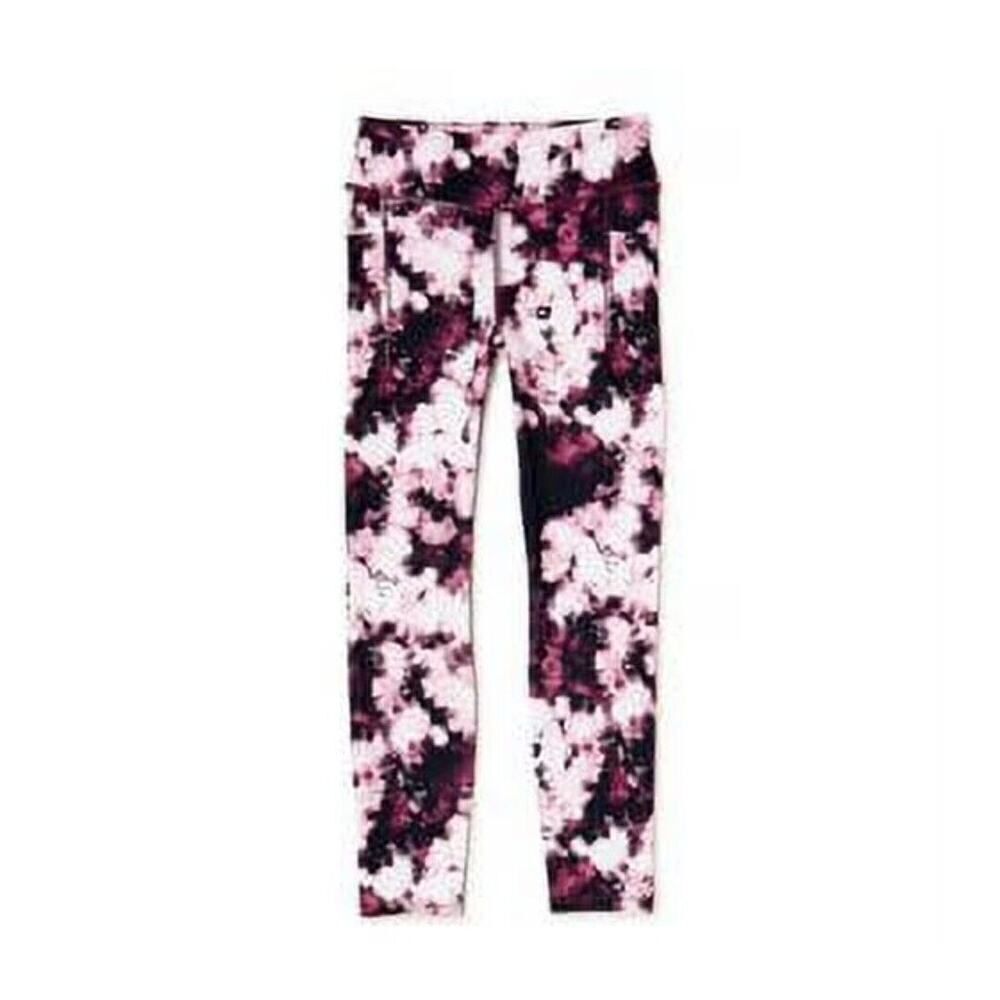 Avia Girls' Active Printed Full Length Legging Multi- Burgundy/ Cream Size JR L
